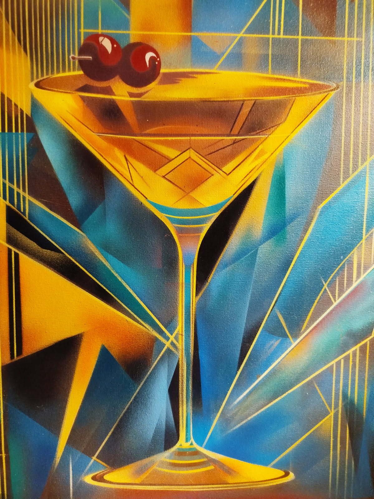 Cafetière et Cocktail avec Cerises — still-life aérographe de Pierre Dabadie