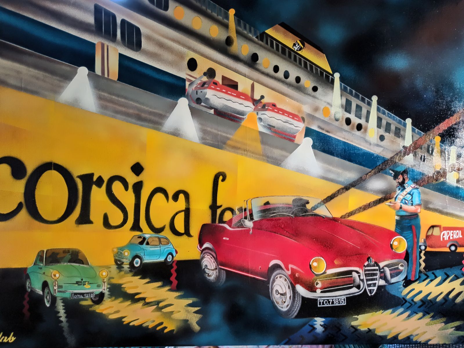 Corsica Italia — paysage méditerranéen à l'aérographe de Pierre Dabadie
