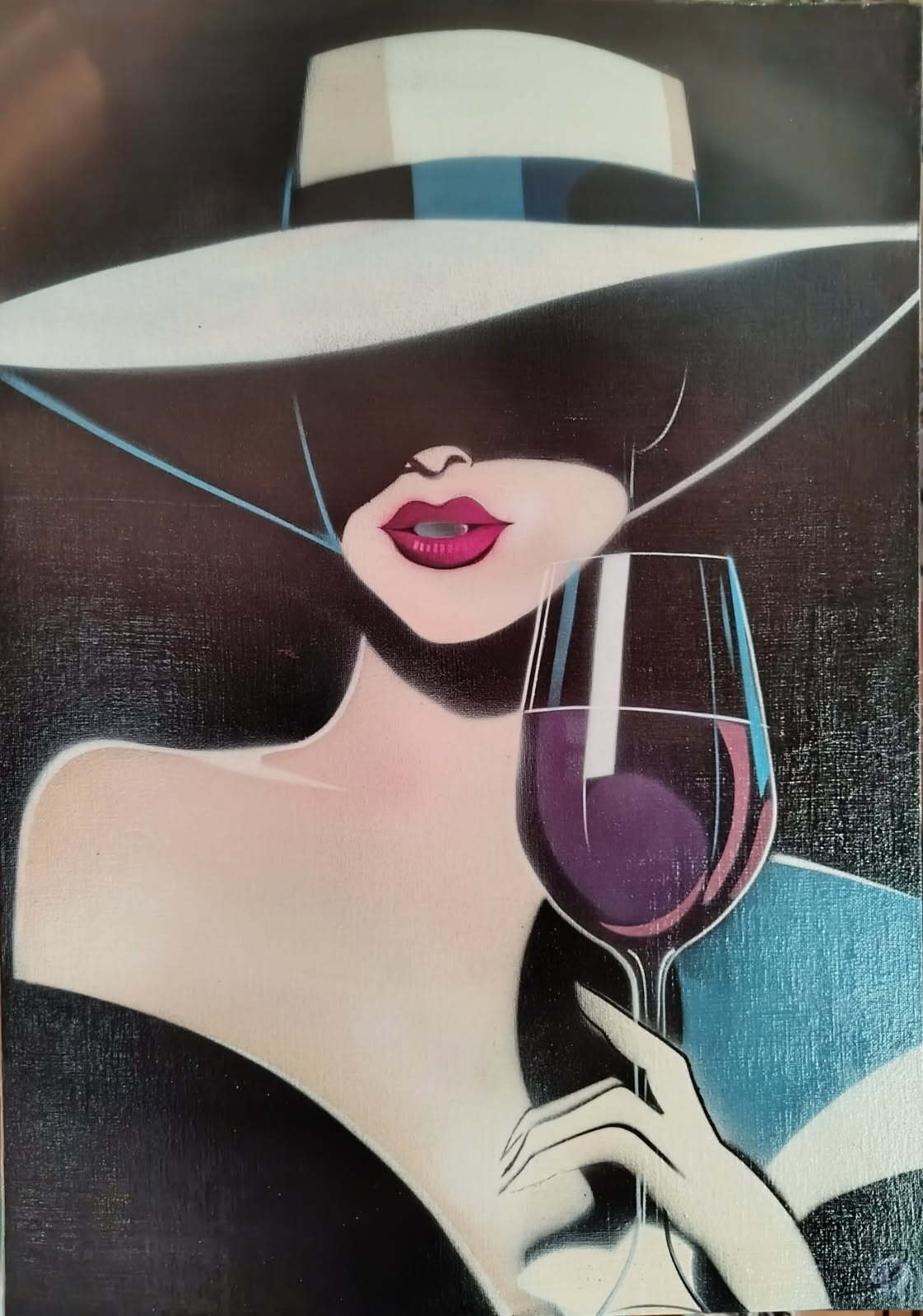 Femme Art Déco — portrait aérographe de Pierre Dabadie