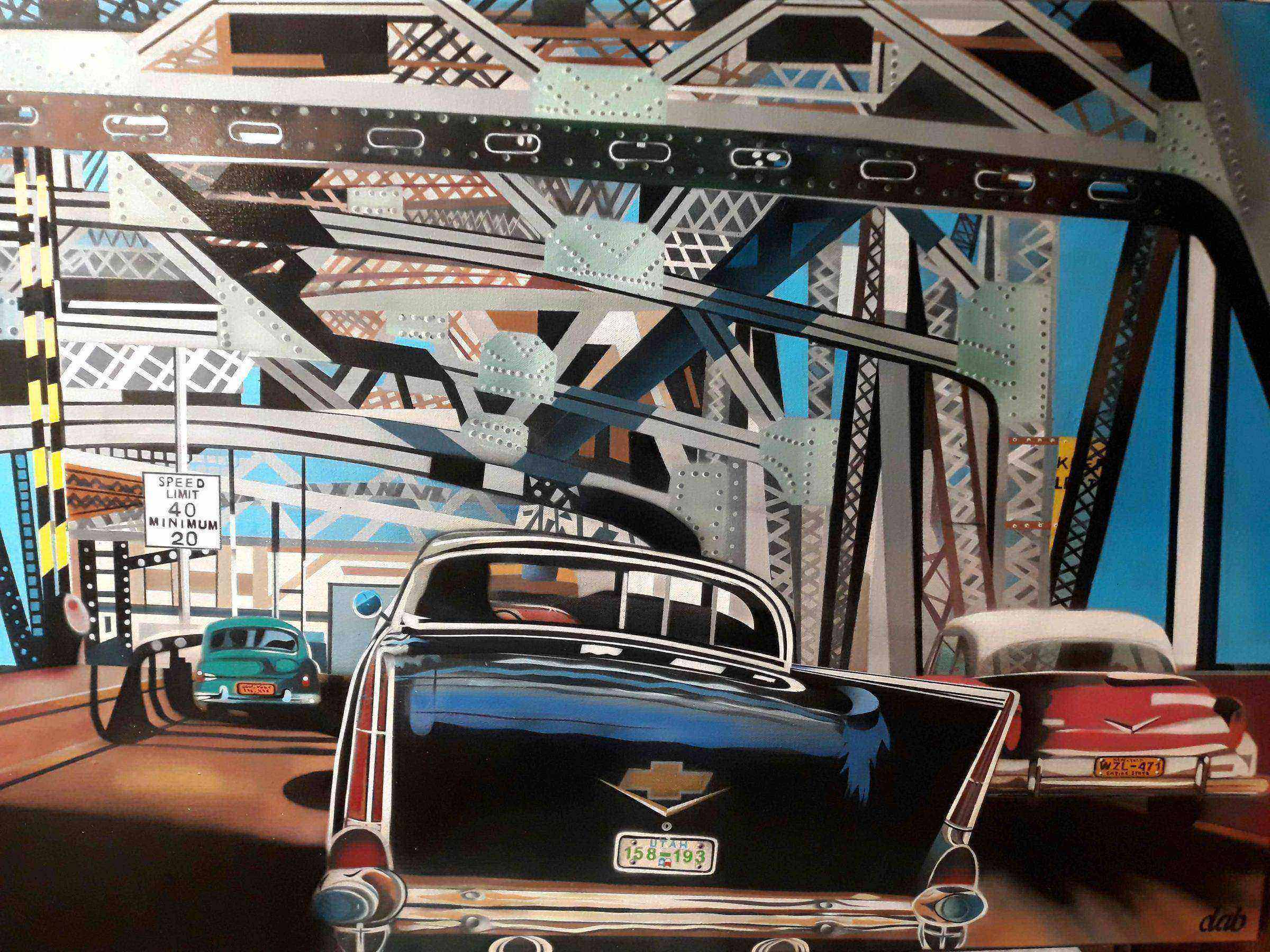 Pont de New York — Brooklyn Bridge à l'aérographe de Pierre Dabadie
