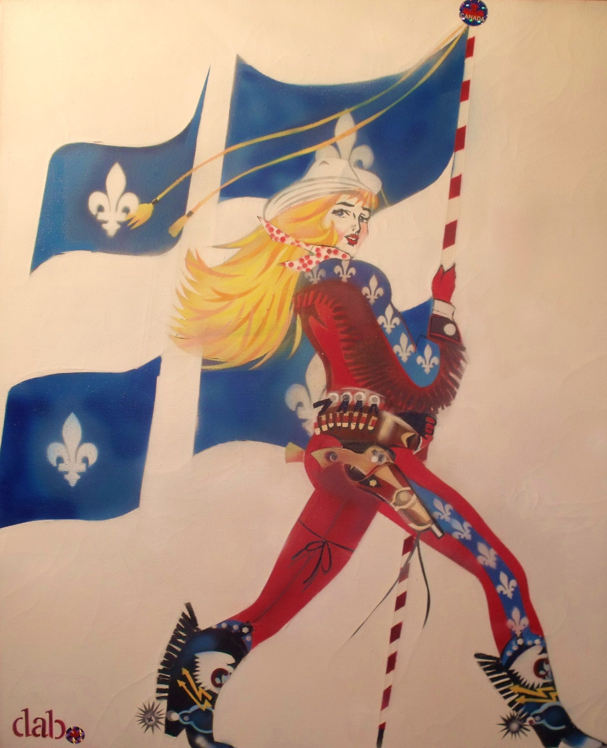 Québec Girl — portrait féminin hivernal à l'aérographe de Pierre Dabadie