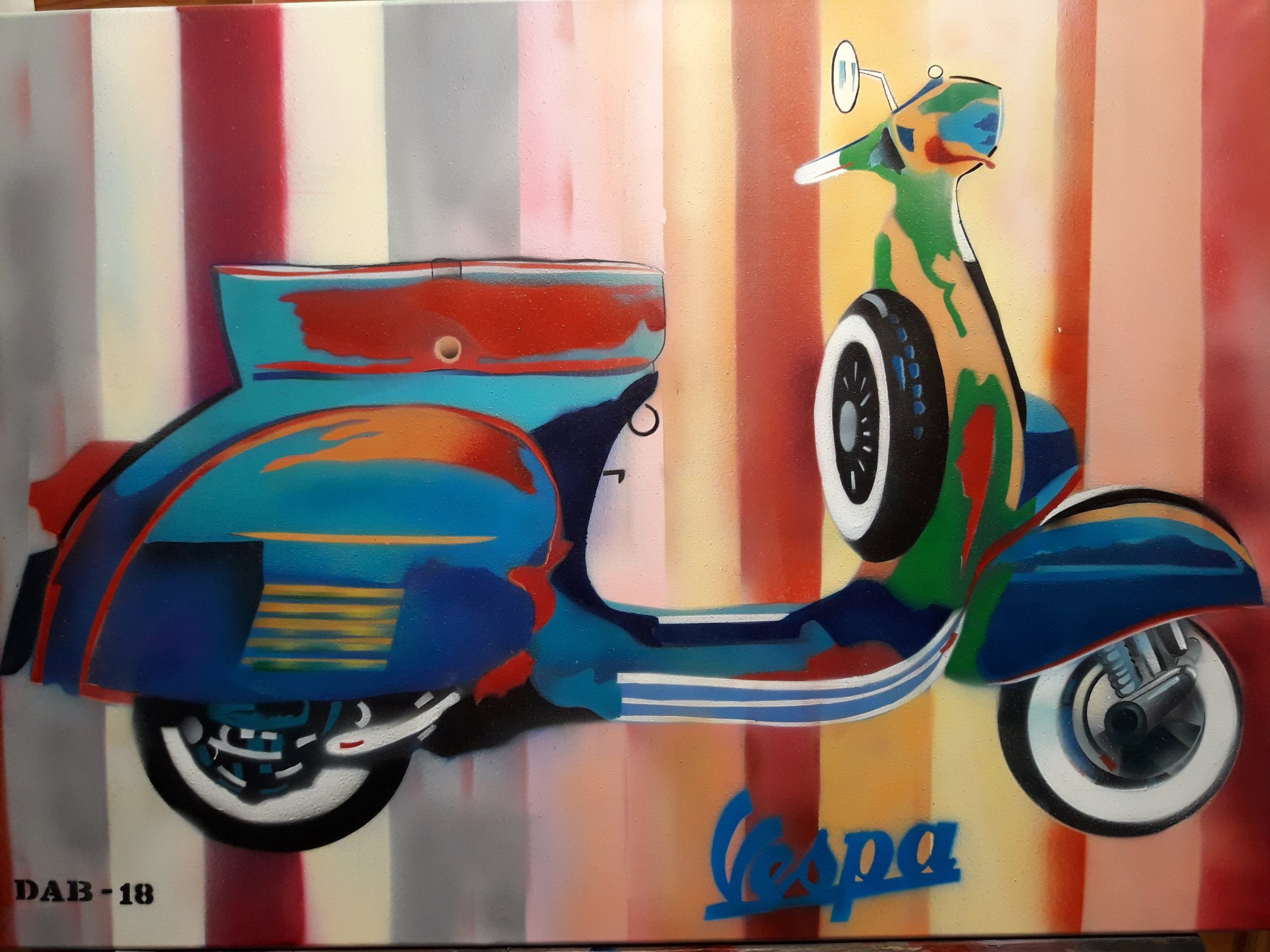 Vespa — scooter italien iconique à l'aérographe de Pierre Dabadie